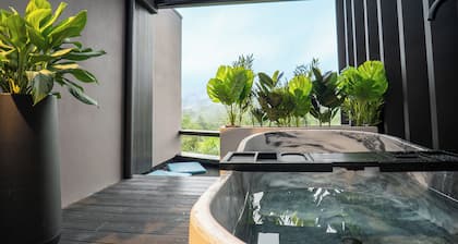 Beautiful A-Frame Cabin w/hot tub Volcano view