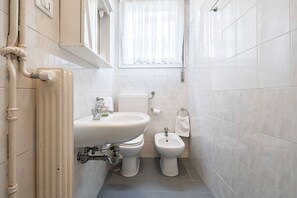 Regadera, secadora de cabello, bidet, toallas 