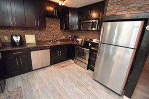 Fridge, microwave, oven, dishwasher