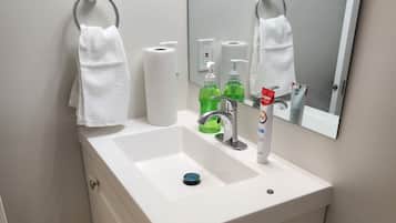 Towels, soap, toilet paper