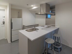 Design Room, Balcony, City View | Private kitchen | Fridge, microwave, stovetop, cookware/dishes/utensils