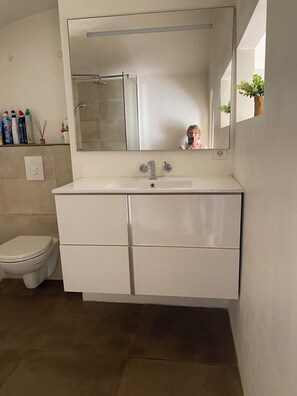 Hair dryer, towels, toilet paper