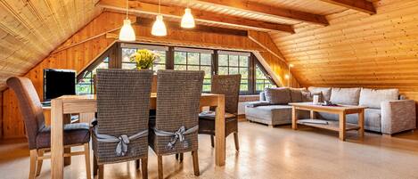 Una televisión, un reproductor de DVD, una mesa de tenis de mesa