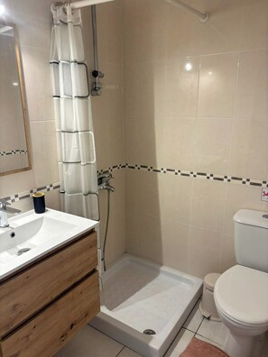 淋浴设施、吹风机、毛巾、肥皂