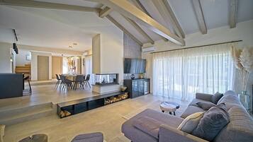 Luxury Villa, Courtyard View | Living area | 25-inch flat-screen TV with satellite channels