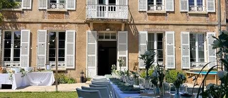 Outdoor banquet area