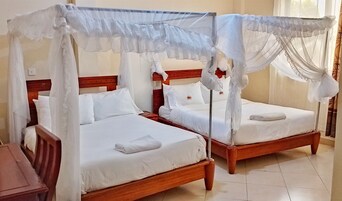 Desk, laptop workspace, blackout drapes, soundproofing