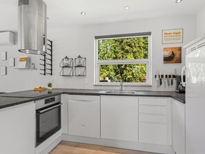 Fridge, dishwasher, cookware/dishes/utensils