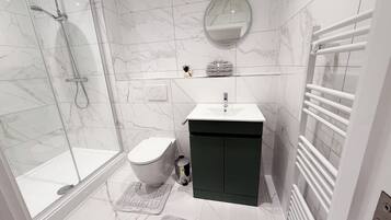 Doccia, soffione a pioggia, asciugamani