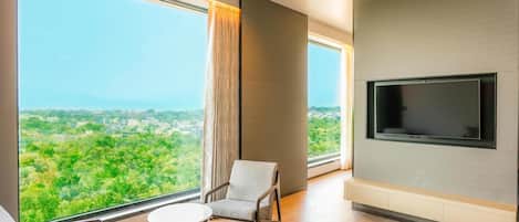50-inch LCD TV with digital channels, books