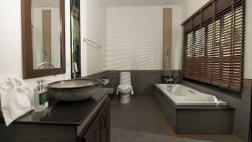 Deluxe Villa, 1 Bedroom, Pool View | Bathroom | Free toiletries, hair dryer, bidet, towels