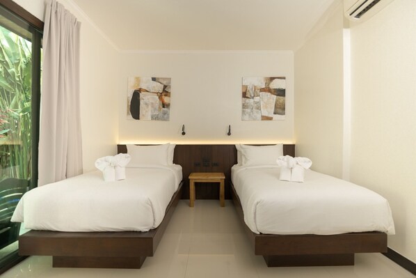 Deluxe Villa, 2 Bedrooms, Pool View | Premium bedding, in-room safe, desk, iron/ironing board