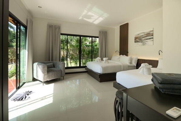 Deluxe Villa, 3 Bedrooms, Pool View | Premium bedding, in-room safe, desk, iron/ironing board
