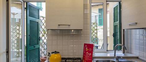 Fridge, oven, dishwasher, coffee/tea maker