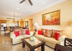 Smart TV, books, video library, stereo