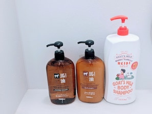 Sèche-cheveux, serviettes fournies, savon, papier toilette