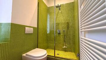 Regadera, secadora de cabello, bidet, toallas