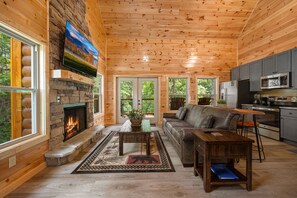 Smart TV, fireplace, video games