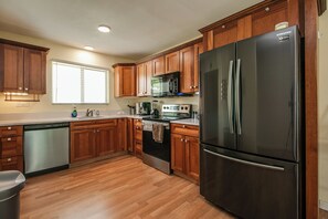 Fridge, microwave, oven, dishwasher