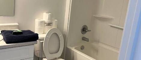 Serviettes fournies, savon, papier toilette