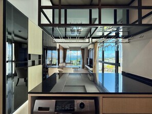 Family Apartment | Private kitchen | Fridge, microwave, stovetop, coffee/tea maker - Panora Condo by Villacarte (Choeng Thale)