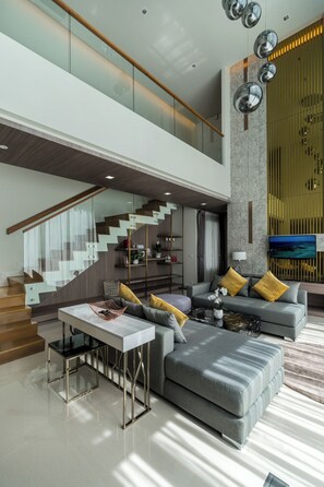 Villa, 2 Bedrooms, Patio | Living area | 55-inch LED TV with digital channels