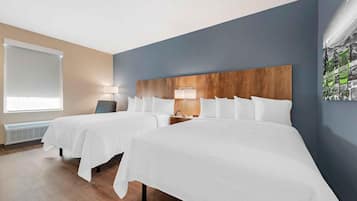 Premium bedding, desk, blackout curtains, iron/ironing board