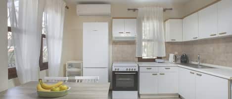 Fridge, oven, stovetop, coffee/tea maker
