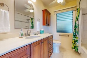 Hair dryer, towels