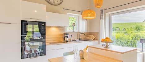 Microwave, oven, dishwasher, high chair