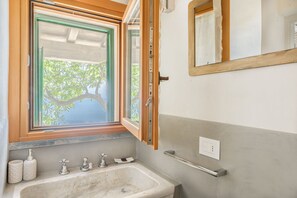 Shower, bidet, towels, shampoo