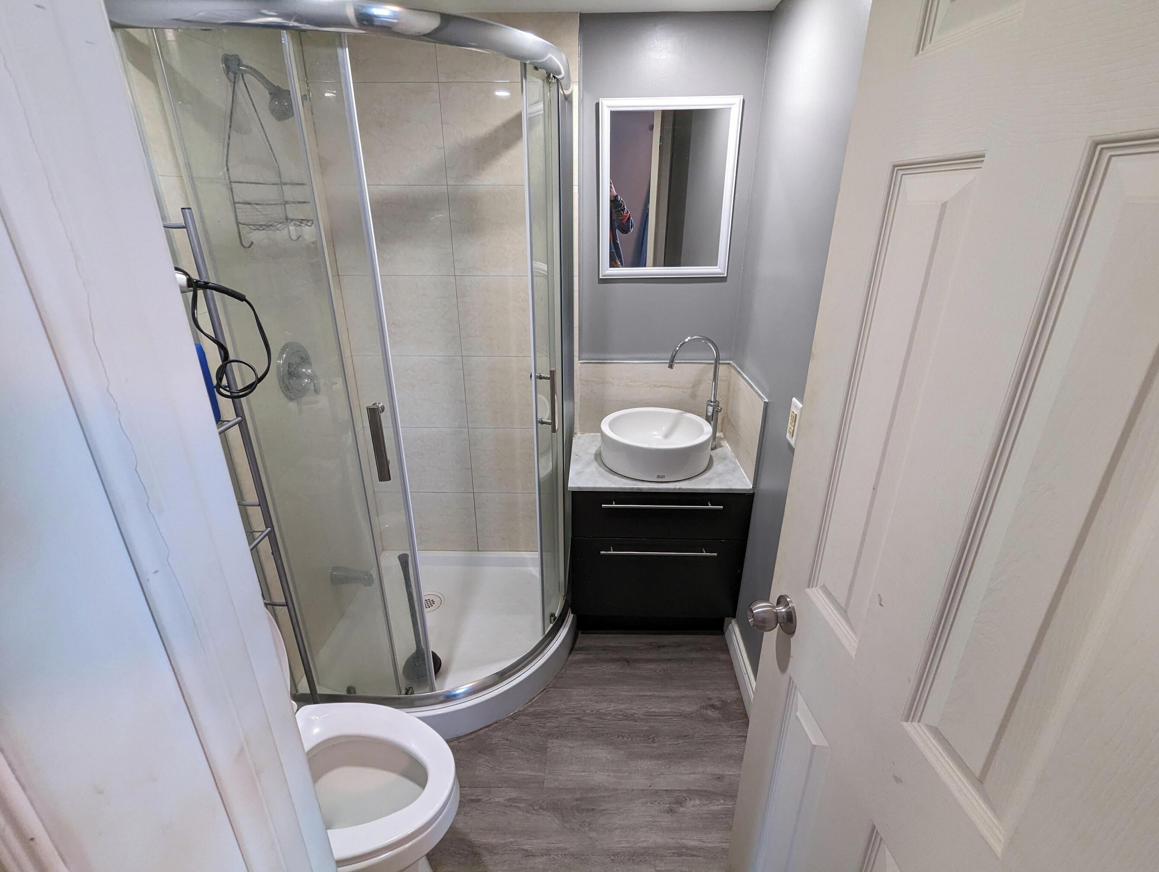 Shower, soap, toilet paper