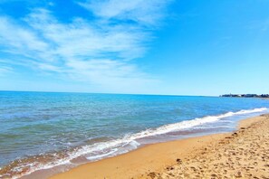 On the beach, beach towels