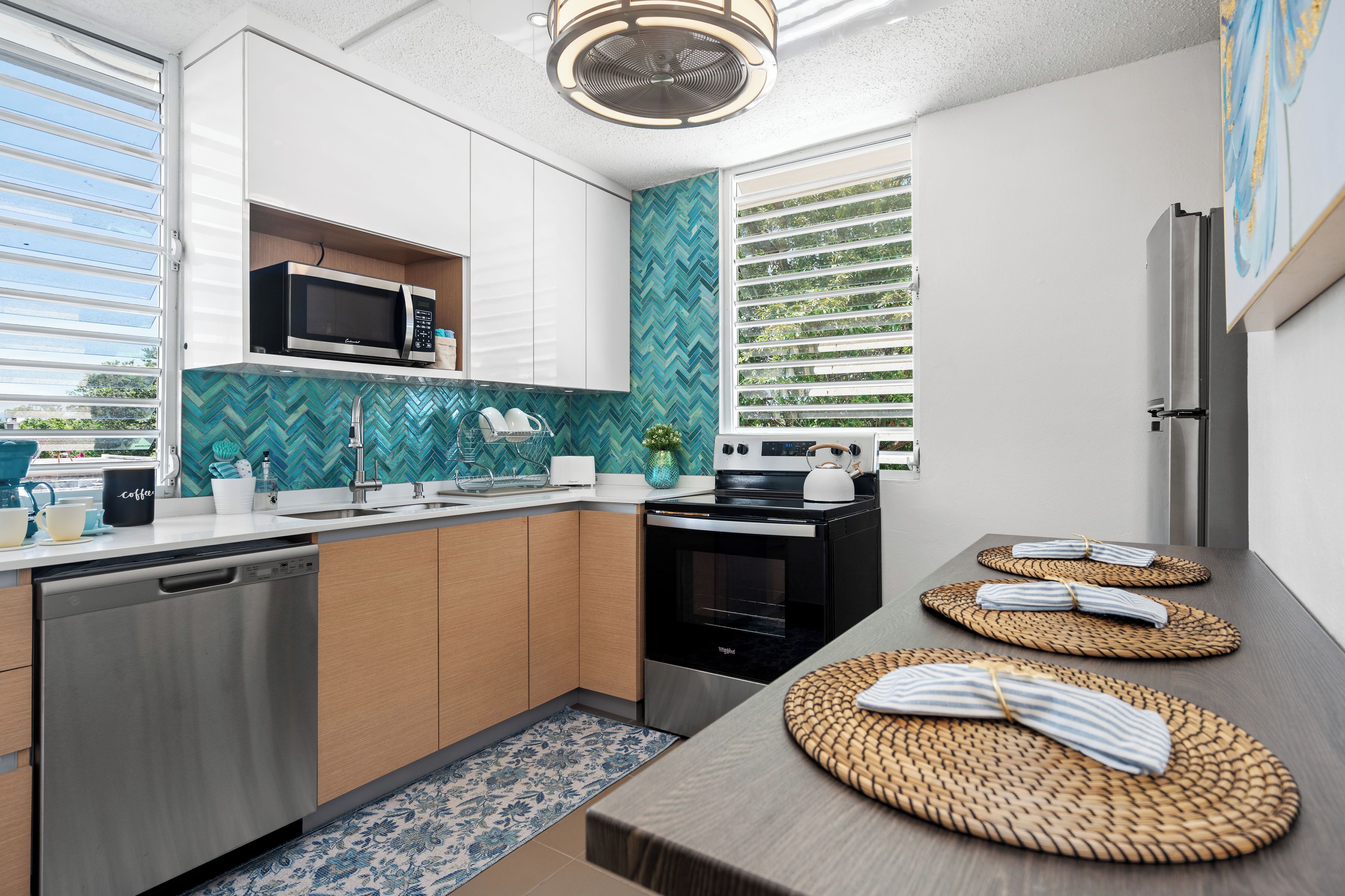 Microwave, oven, stovetop, dishwasher