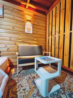 Family Cabin, Balcony, Mountain View | Living area | Flat-screen TV