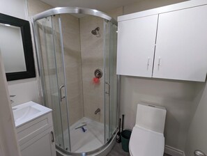 Shower, soap, toilet paper