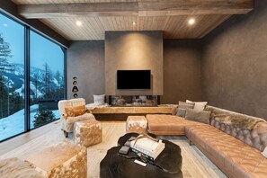 TV, fireplace, video games, ping pong