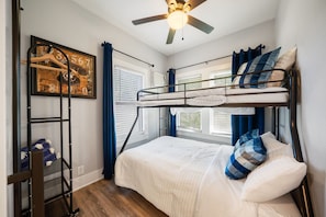 2 bedrooms, desk, iron/ironing board, travel cot