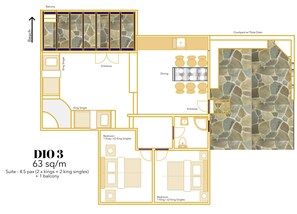 Apartment, 2 Bedrooms, Beach View, Beachfront | Floor plan
