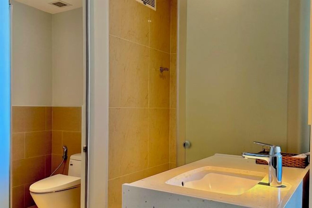 Bathroom | Shower, hair dryer, bathrobes, slippers