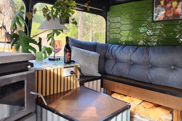 Perfect spot next to the woodheater put your feet up and relax.