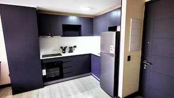 Fridge, oven, coffee/tea maker, electric kettle