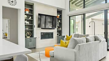 TV, fireplace, offices