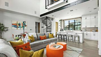 TV, fireplace, offices