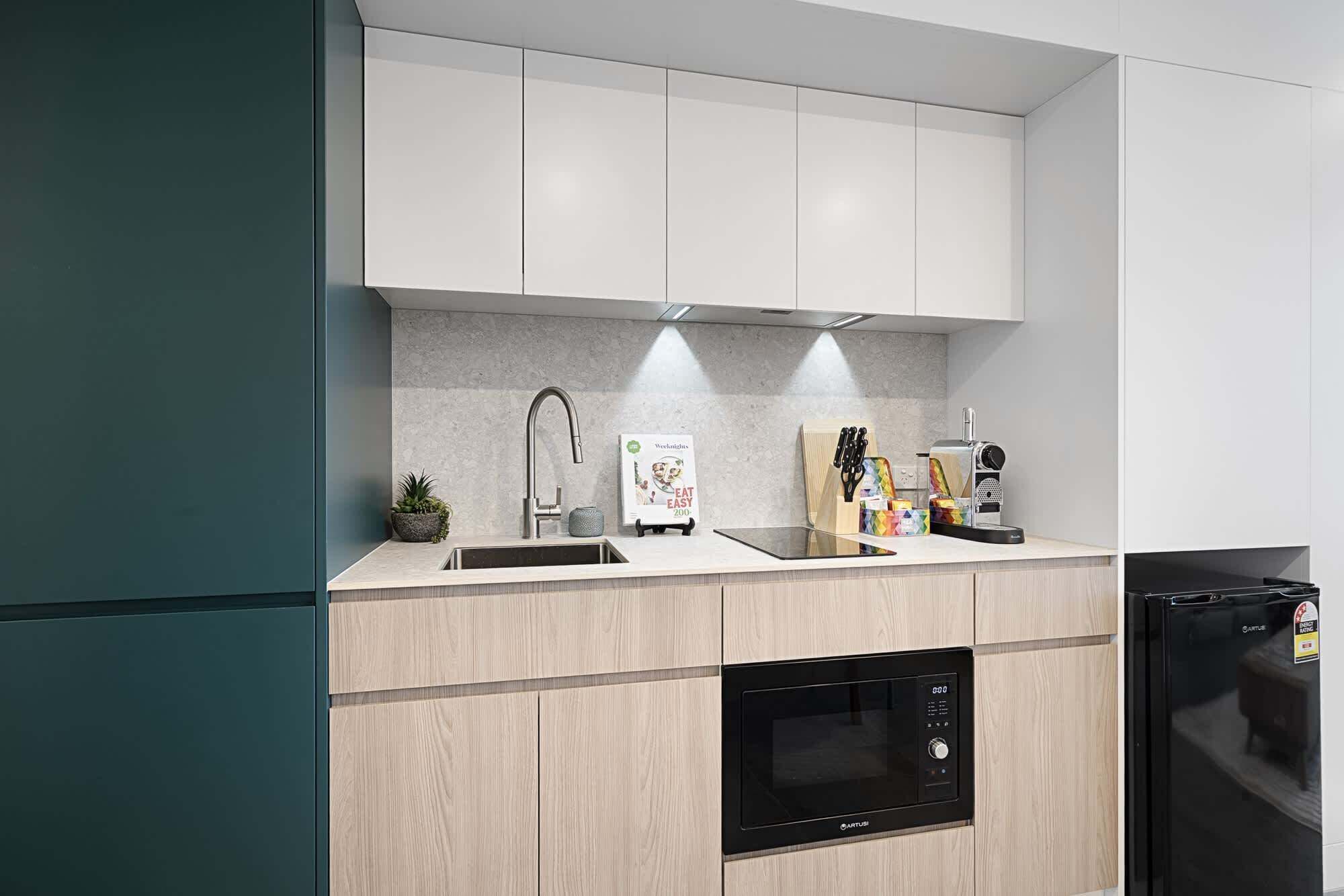 Coffee/tea maker, microwave, stovetop, electric kettle