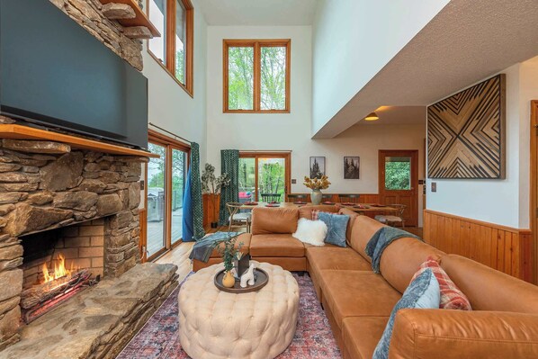 TV, fireplace, foosball, offices