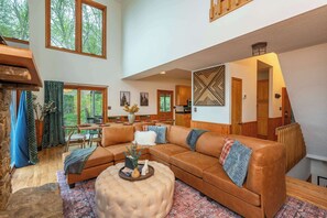 TV, fireplace, foosball, offices