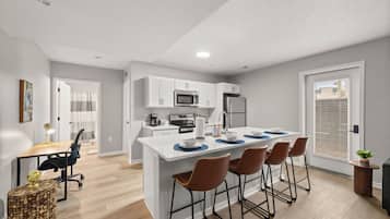 Fridge, microwave, oven, dishwasher