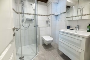 Ducha, secador de pelo y toallas