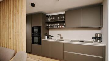 Réfrigérateur, micro-ondes, four, plaque de cuisson